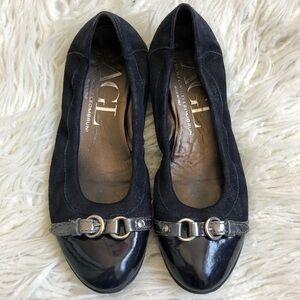 AGL Attilio Giusti Leombruni Shimmer Leather Buckle Patent Toe Ballet Flats 37